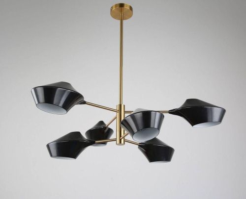 Люстра на штанге Lumina Deco ROMINA (РОМИНА) LDP 6037-6 BK+GD - фото 2