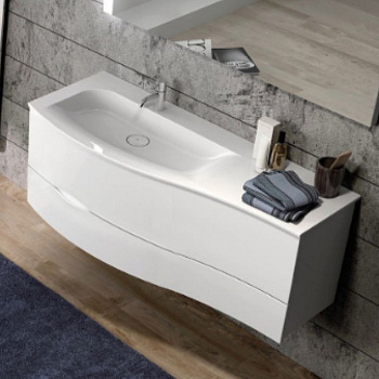 Тумба с раковиной Burgbad Sinea SFFQ121L F2800 G0165 C0001*1 121х47х48 подвесная цвет белый глянцевый