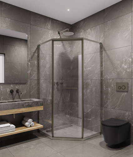 Душевой уголок Timo T33L 100х100 стекло прозрачное профиль никель без поддона - фото 2