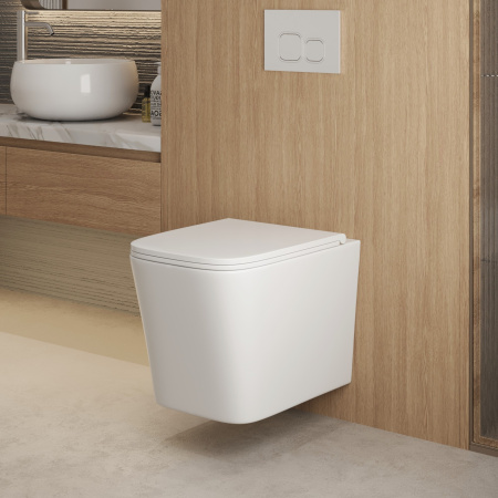 Унитаз подвесной Grossman Торнадо GR-4441SQ белый с сиденьем микролифт безободковый смыв торнадо