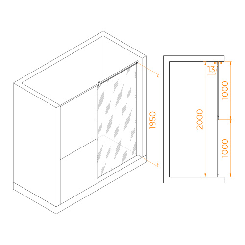 Душевая перегородка RGW Walk In 351003410-21 100х195 стекло матовое профиль хром глянцевый - фото 3 Душевая перегородка RGW Walk In 351003410-21 100х195 стекло матовое профиль хром глянцевый - фото 3
