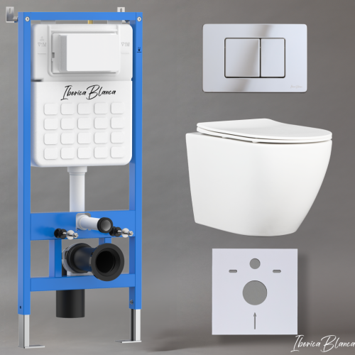 Комплект унитаз с инталляцией и клавишей смыва Iberica Blanca BILBAO ALTO IB001.BLA.234.1131 - фото 2