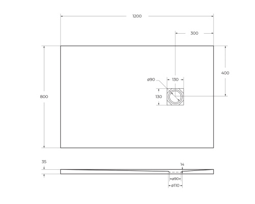 Душевой поддон BelBagno UNO TRAY-MR-UNO-AH-120/80-35-NERO-CR 120х80 искусственный мрамор чёрный матовый - фото 3