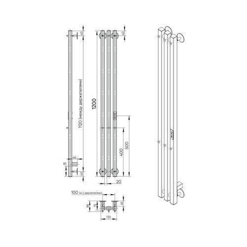 Полотенцесушитель Indigo Style PRO LSPRE120-18Rt 18х120 электрический хром - фото 3