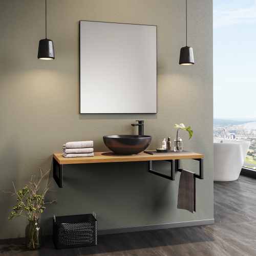 Консоль под раковину Orka Kestel 3001043 120х50х21 подвесная цвет коричневый/черный - фото 3 Консоль под раковину Orka Kestel 3001043 120х50х21 подвесная цвет коричневый/черный - фото 3