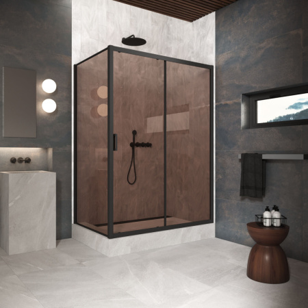 Душевой уголок Vegas-Glass ZP+ZPV Protec ZP+ZPV Protec 180*85 02М 05 180х85 стекло тонированное профиль черный матовый без поддона