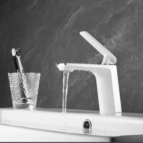 Смеситель Shevanik S8001F на раковину белый/хром - фото 5