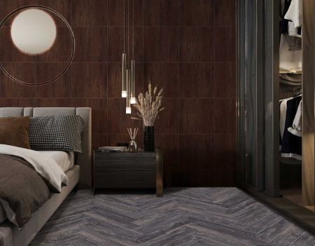 SPC ламинат CronaFloor Herringbone Дуб Бордо H006 Т070826 толщина 0,45 см 42 класс 640х128