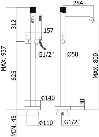 Смеситель для ванны и душа Paffoni Jo JO032CR напольный хром