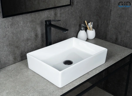 Раковина керамическая Gid Geométrico 51225 50х30 накладная цвет белый без отверстий под смеситель