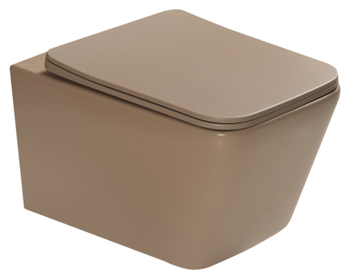 Унитаз подвесной SantiLine SL-5007KH цвет коричневый матовый с сиденьем микролифт безободковый смыв воронка-водоворот - фото 3