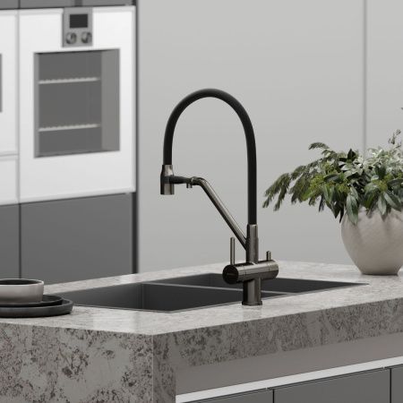 Смеситель для кухни Sancos Dora SC4003GG на мойку вороненая сталь