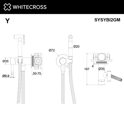 Гигиенический душ со смесителем Whitecross Y gunmetal SYSYBI2GM оружейная сталь - фото 2