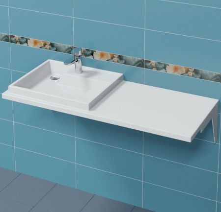 Раковина из искусственного камня СанТа Юпитер 900124 120х50 над стиральной машиной цвет белый 1 отверстие под смеситель