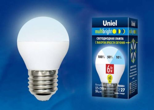 Лампа светодиодная Uniel Multibright G (Мултибригхт Г) LED-G45-6W/WW/E27/FR/MB PLM11WH картон - фото 2