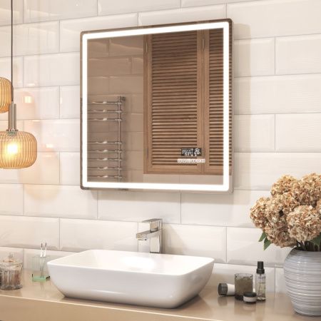 Зеркало с подсветкой Vigo Geometry Media Voice 46 70х70