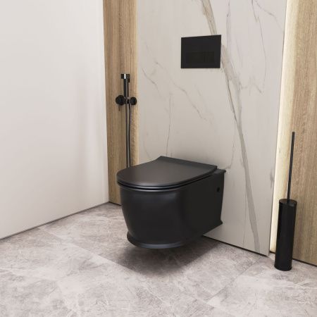 Унитаз подвесной Grossman Retro GR-4482BMS черный с сиденьем микролифт безободковый каскадный смыв