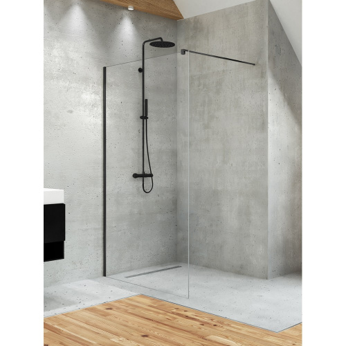 Душевая перегородка New Trendy VELIO D-0144B 110х200 стекло прозрачное профиль черный - фото 2