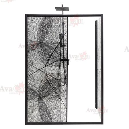 Душевой уголок AvaCan FB-120-SB100 140х100 стекло тонированное профиль черный без поддона