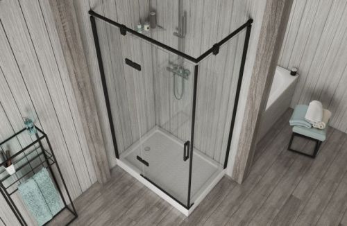 Душевой уголок Bravat Blackline BS120.3112AB 120х80 стекло прозрачное профиль черный без поддона - фото 4