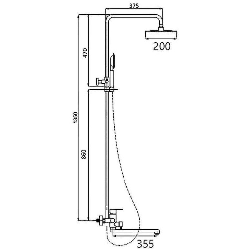 Душевая стойка D-Lin H10A23 настенная цвет сатин - фото 5
