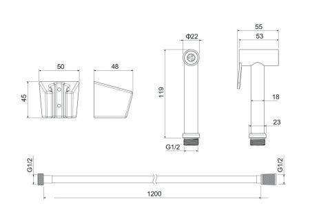 Гигиенический душ Aquatek AQ2054BGM вороненая сталь