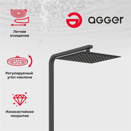 Душевая стойка Agger Great A2893344 настенная цвет черный