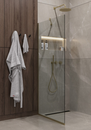 Душевая перегородка Timo T14 119х195 стекло прозрачное профиль золото