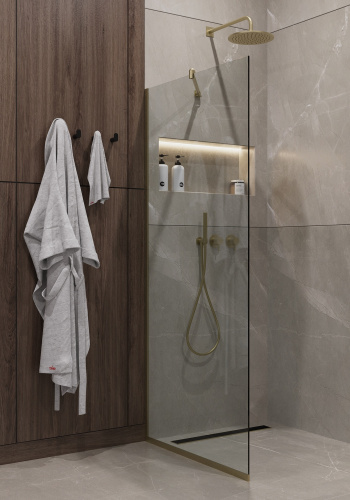 Душевая перегородка Timo T13 89х195 стекло прозрачное профиль золото - фото 3