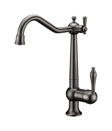 Смеситель для кухни Paulmark RETRO Re213226-GM на раковину воронёная сталь