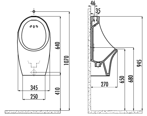 Писсуар Creavit TP611.00000+1217 подвесной белый - фото 2 Писсуар Creavit TP611.00000+1217 подвесной белый - фото 2