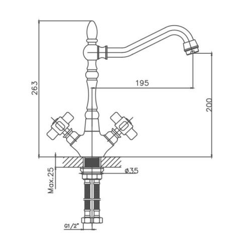 Смеситель для кухни Cron CN4318 на мойку хром - фото 3