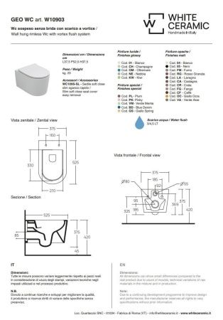 Унитаз подвесной White Ceramic Geo W10903SET01/Geo белый с сиденьем микролифт безободковый
