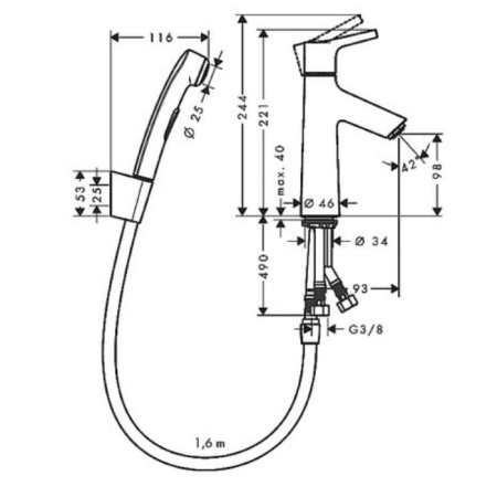 Смеситель для раковины с гигиеническим душем Hansgrohe Talis S 72290000 на раковину хром