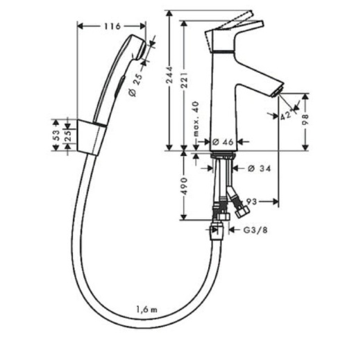 Смеситель для раковины с гигиеническим душем Hansgrohe Talis S 72290000 на раковину хром - фото 2