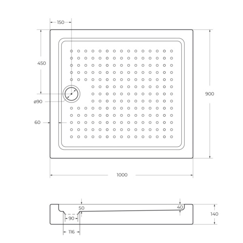Душевой поддон Cezares TRAY-A-AH-100/90-15-W 100х90 акрил белый - фото 2