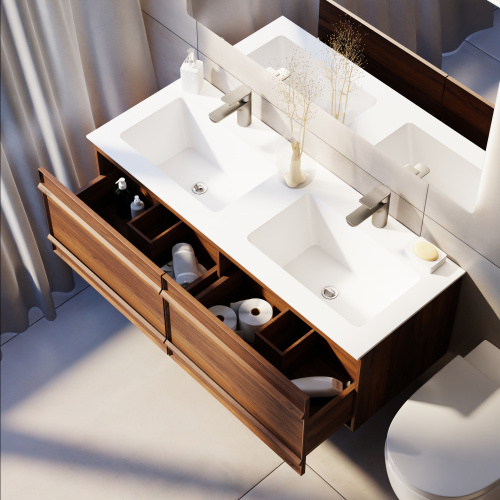 Тумба с раковиной зеркалом и смесителем ArtDecco Bridget (Бриджит) ABR12W22D2MF 120x45x40 подвесная цвет черный орех - фото 4