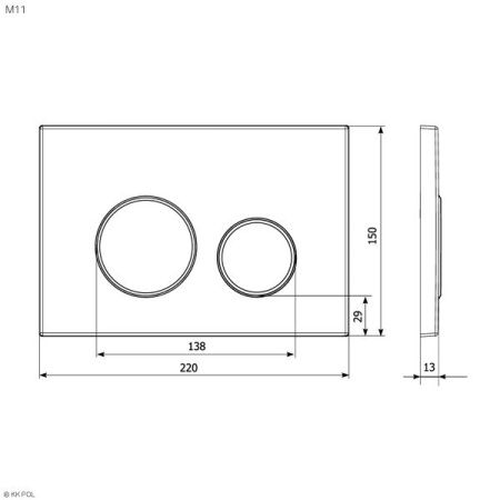 Клавиша смыва механическая KK POL M11 SPP/038/BR/K цвет бронза