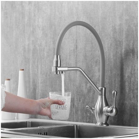 Смеситель для кухни Rose R858L на мойку сатин