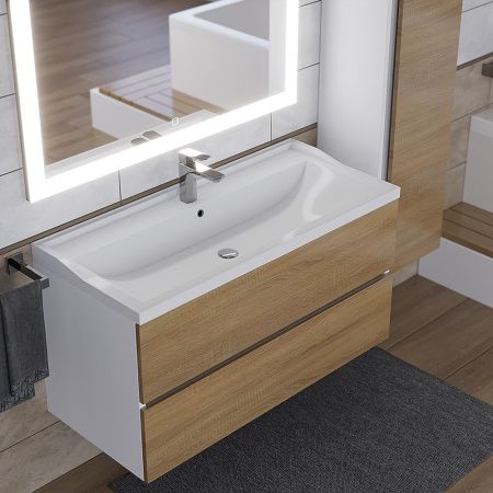 Раковина из искусственного камня Uperwood Family 293020631 100х50 полувстраиваемая цвет белый