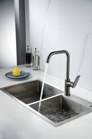 Смеситель для кухни Knotlor MUSE KN-61/GM на мойку вороненая сталь