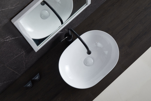 Раковина из сантехнического фарфора Sintesi SIN-LVB-APP-404 49х34 накладная цвет белый - фото 2