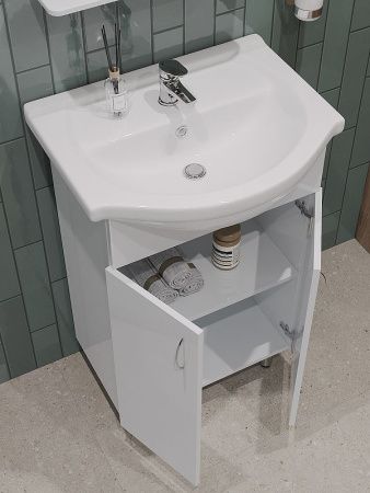 Тумба с раковиной Orange Лайт LA-60TUW+RA 60х40 напольная цвет белый