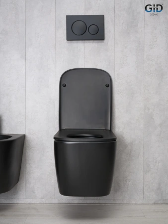 Унитаз подвесной Gid Cuadrado 62255Y черный матовый с сиденьем микролифт безободковый