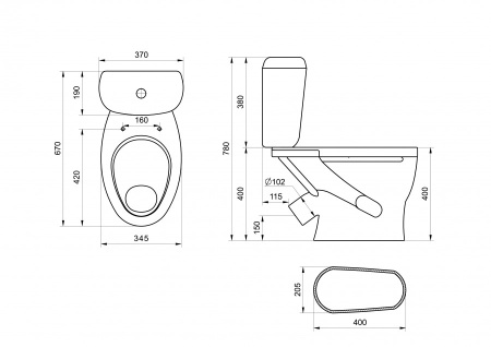Унитаз-компакт напольный с бачком Santeri Воротынский 1P4017S0000BF белый с сиденьем каскадный смыв