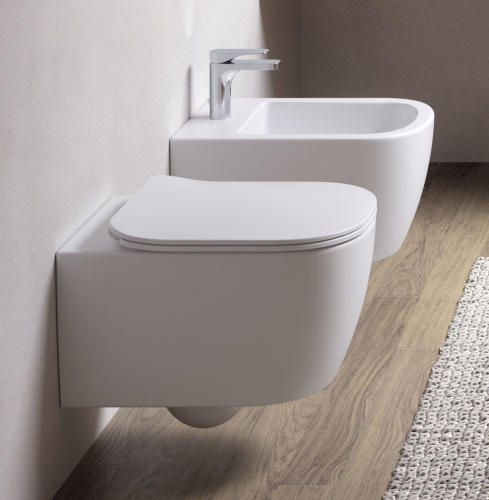 Унитаз подвесной Hidra Faster FAWR30SET/006 цвет белый матовый с сиденьем микролифт смыв торнадо - фото 3