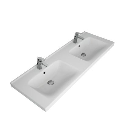 Раковина керамическая Dreja Harmony 641938 130х50 полувстраиваемая цвет белый 2 отверстия под смеситель