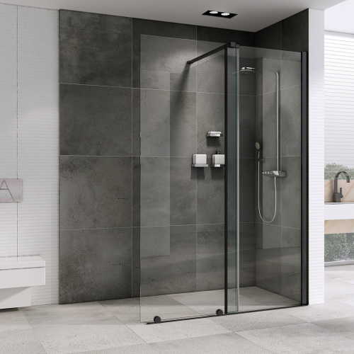 Душевая перегородка Abber Komfort AG09120B 120х200 стекло прозрачное профиль черный - фото 2