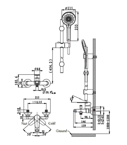 Смеситель для ванны Arrow AG3628MB-TZ настенный черный с душевым гарнитуром - фото 3