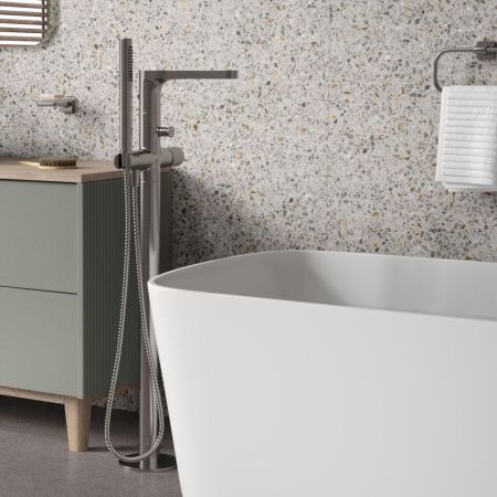 Смеситель для ванны и душа Wasserkraft Tauber 6400 6421 напольный никель